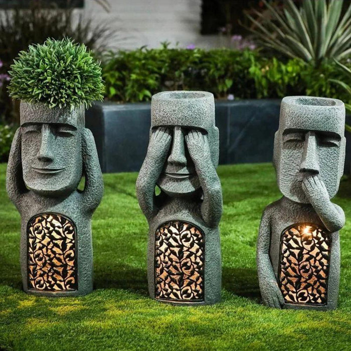 GlowPot - Artistieke sculptuur bloempot met LED-licht op zonne-energie voor tuindecoratie