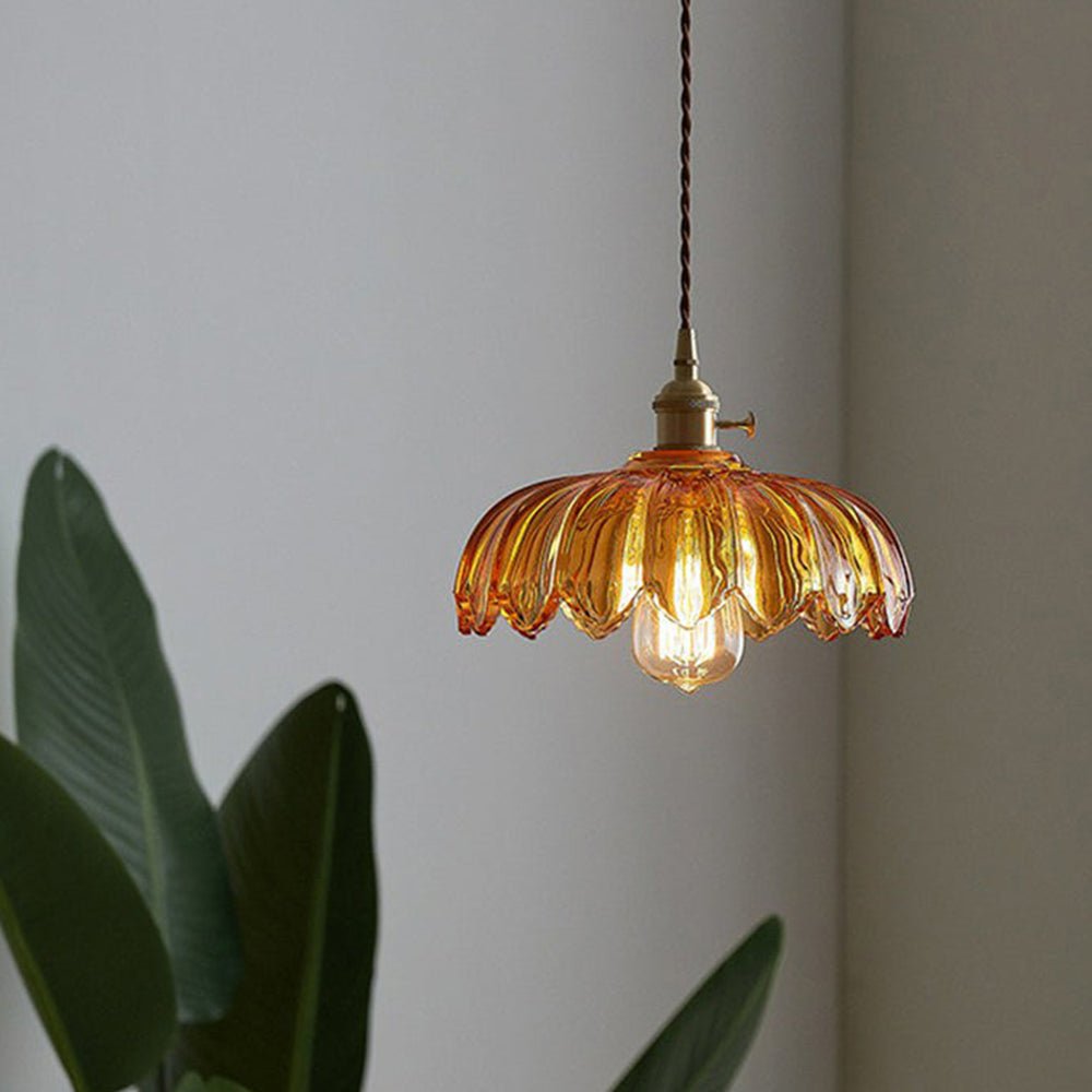 Elegante Glazen Bloem Hanglamp voor Slaapkamer