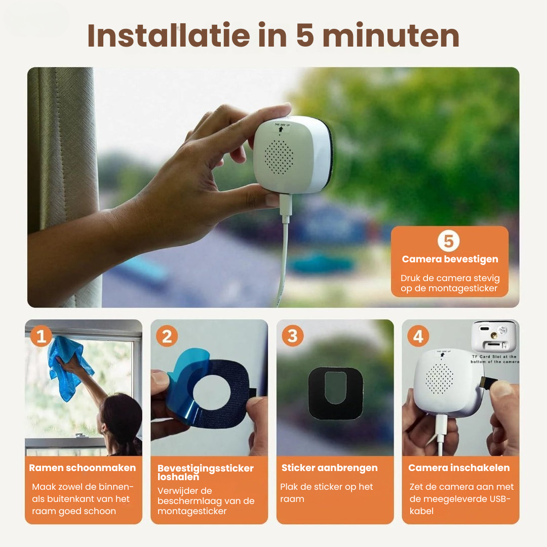 SilentWatch | Slimme Raamcamera voor Dag & Nachtzicht