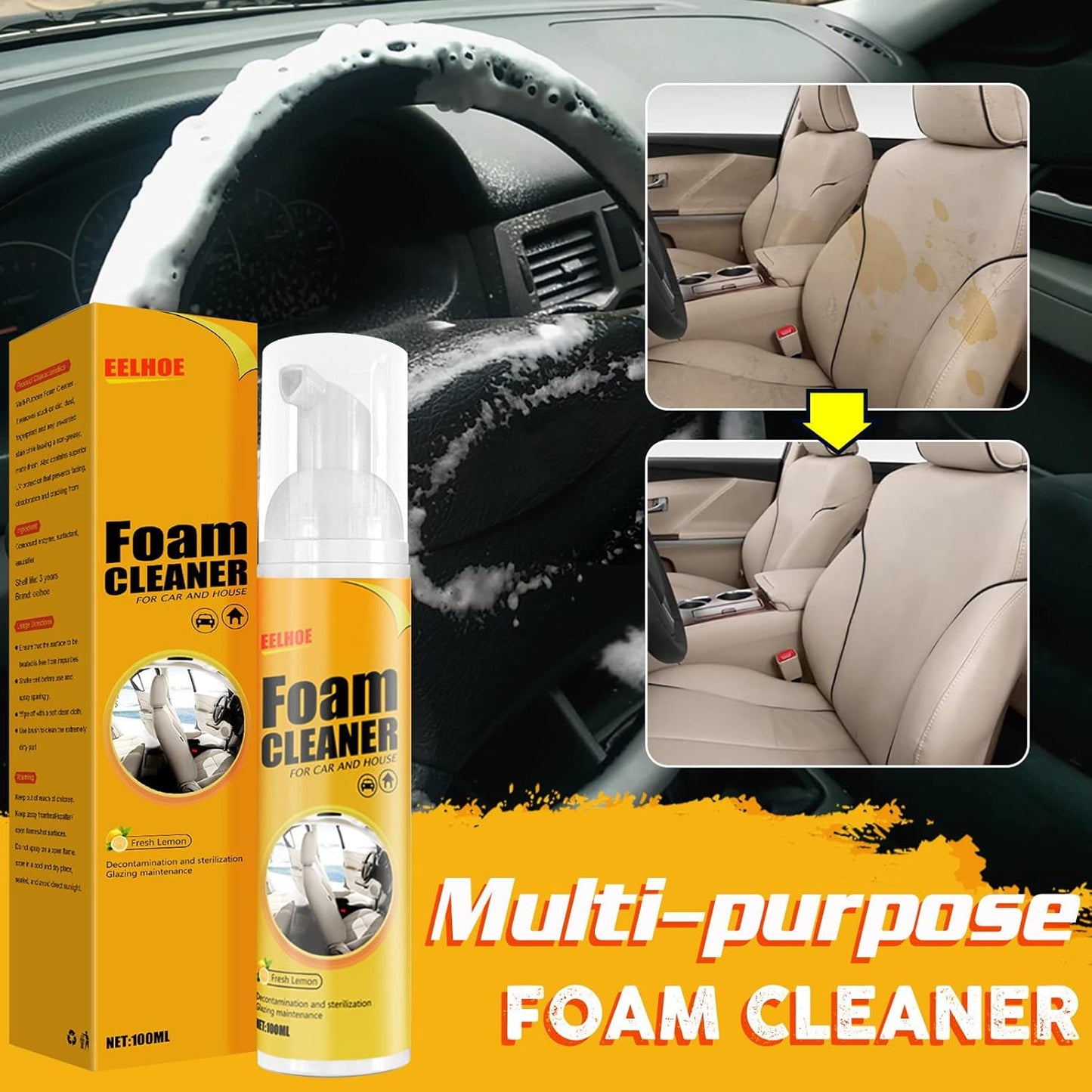 FoamCleaner | Krachtige schuimreiniger met citroengeur - 1+2 GRATIS
