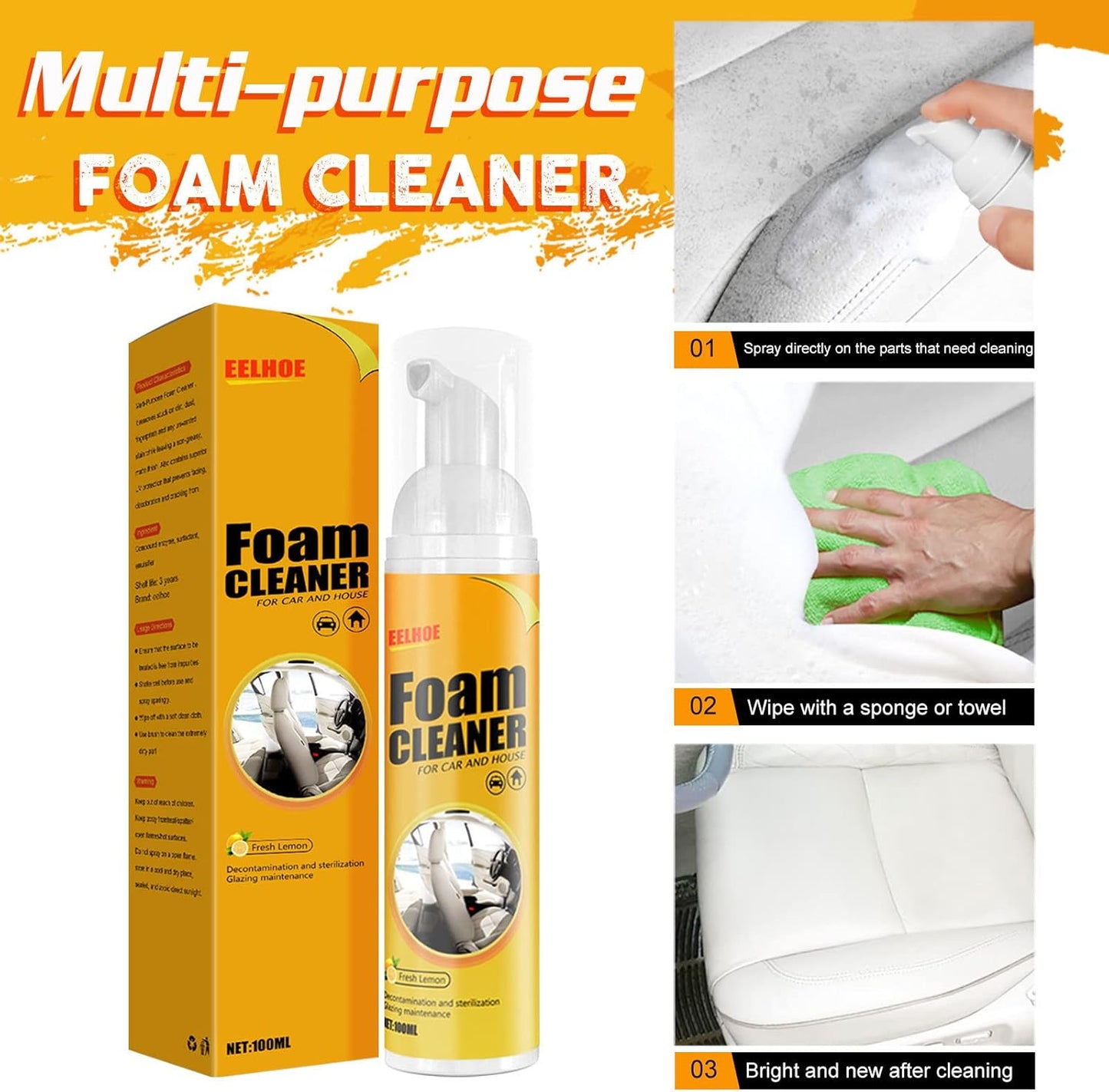FoamCleaner | Krachtige schuimreiniger met citroengeur - 1+2 GRATIS