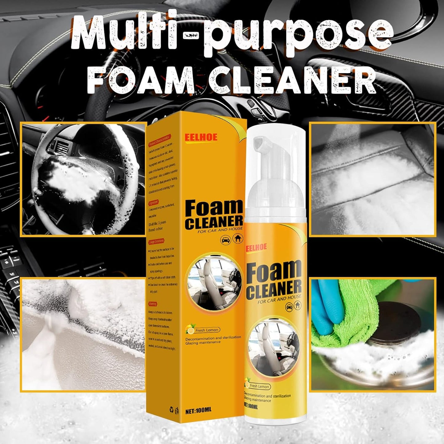 FoamCleaner | Krachtige schuimreiniger met citroengeur - 1+2 GRATIS