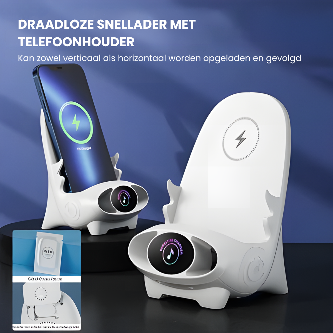 Slimme Mini Stoel Telefoonhouder Pro met Draadloos Opladen & Bluetooth Entertainment