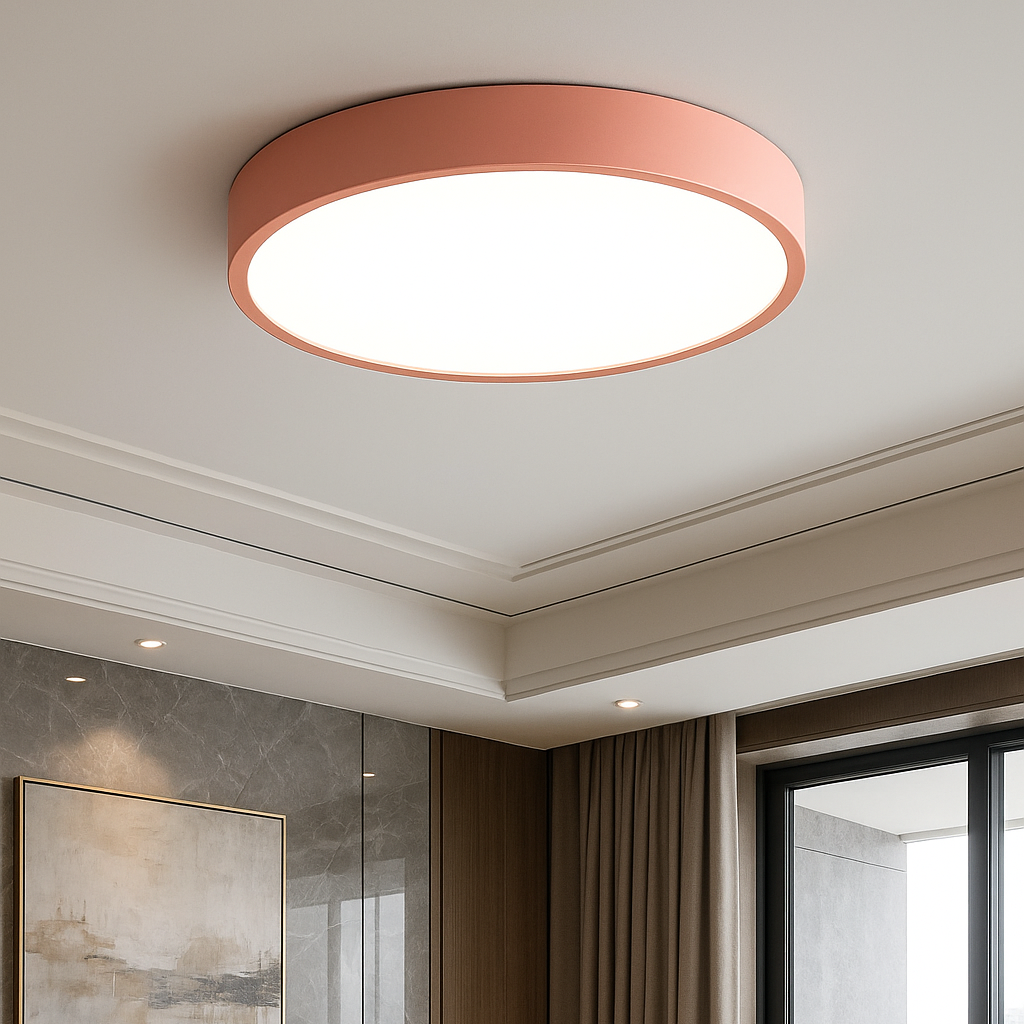 Moderne LED plafondlamp rond - roze/grijs - metaal - Ø40cm - energiezuinig