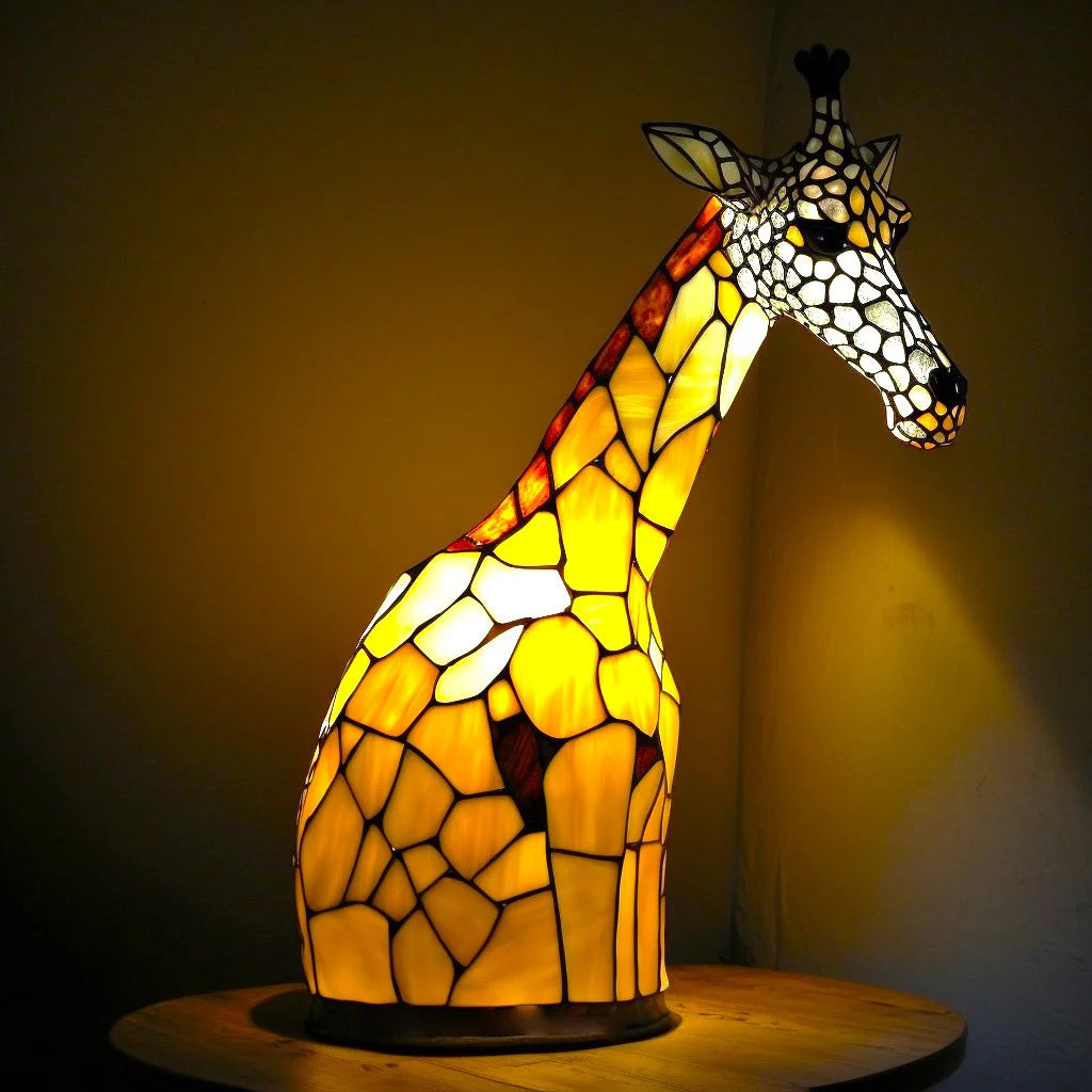 Luxeloom dierenlamp – glas-in-lood sfeerlamp met dierendesign, handgemaakt en warm licht