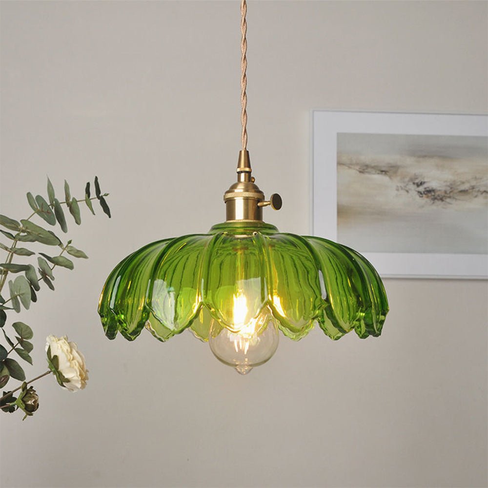 Elegante Glazen Bloem Hanglamp voor Slaapkamer