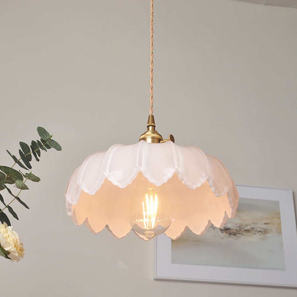 Elegante Glazen Bloem Hanglamp voor Slaapkamer