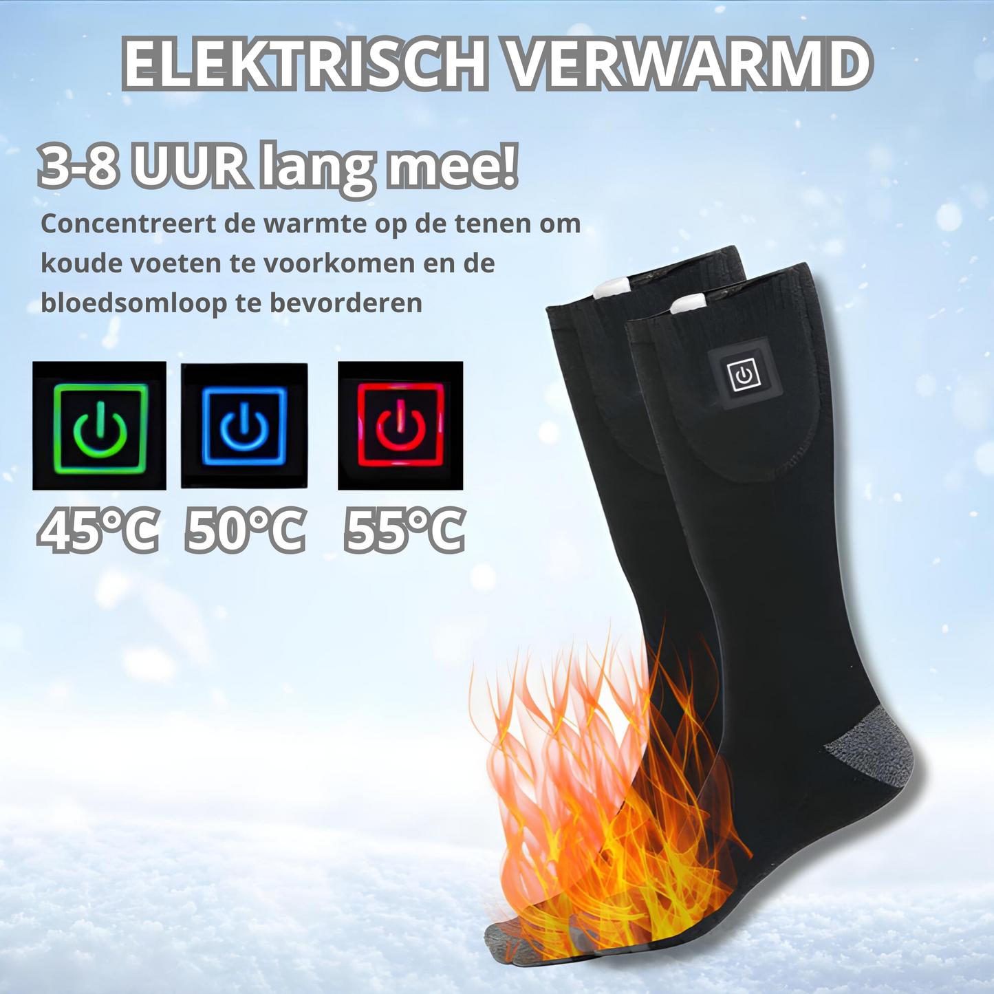 Elektrisch Verwarmde Sokken | 3 Standen | 2024 Verbeterd Design