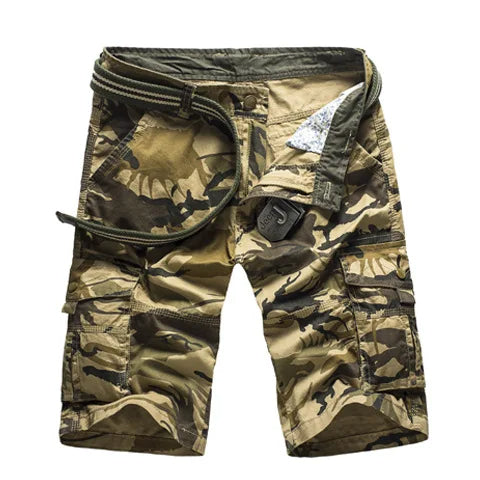 Korte cargo broek heren camouflage – comfortabel katoen – zomer