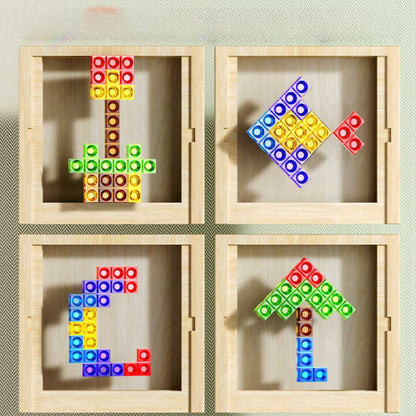 Ecoblock Tetris Board - Houten puzzels voor kinderen en volwassenen - duurzame hersentraining leuk