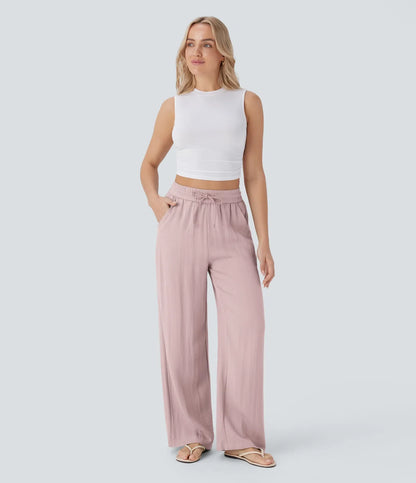 Comfortabele & Luchtige Linnen Broek met Elegante Pijpen