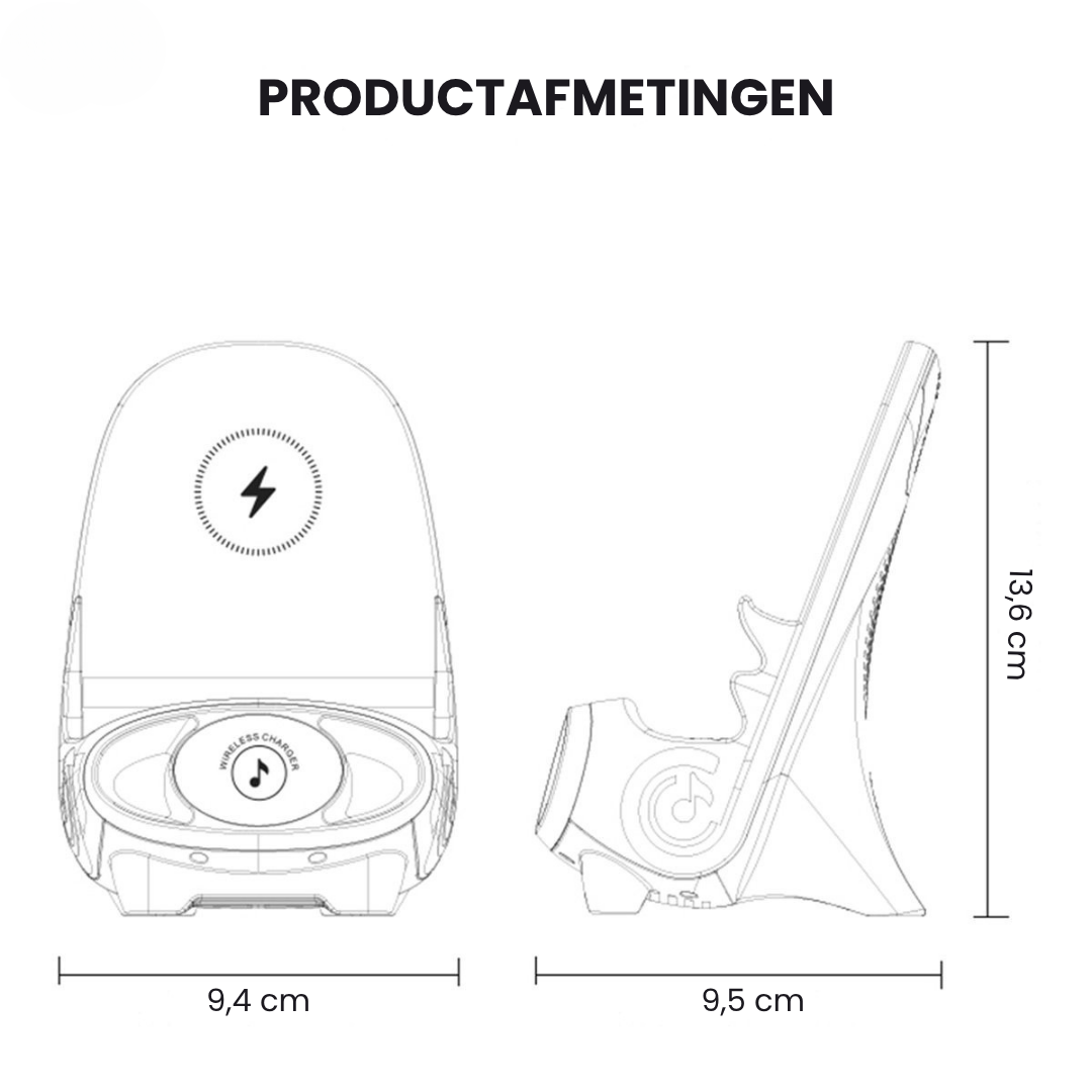 Slimme Mini Stoel Telefoonhouder Pro met Draadloos Opladen & Bluetooth Entertainment