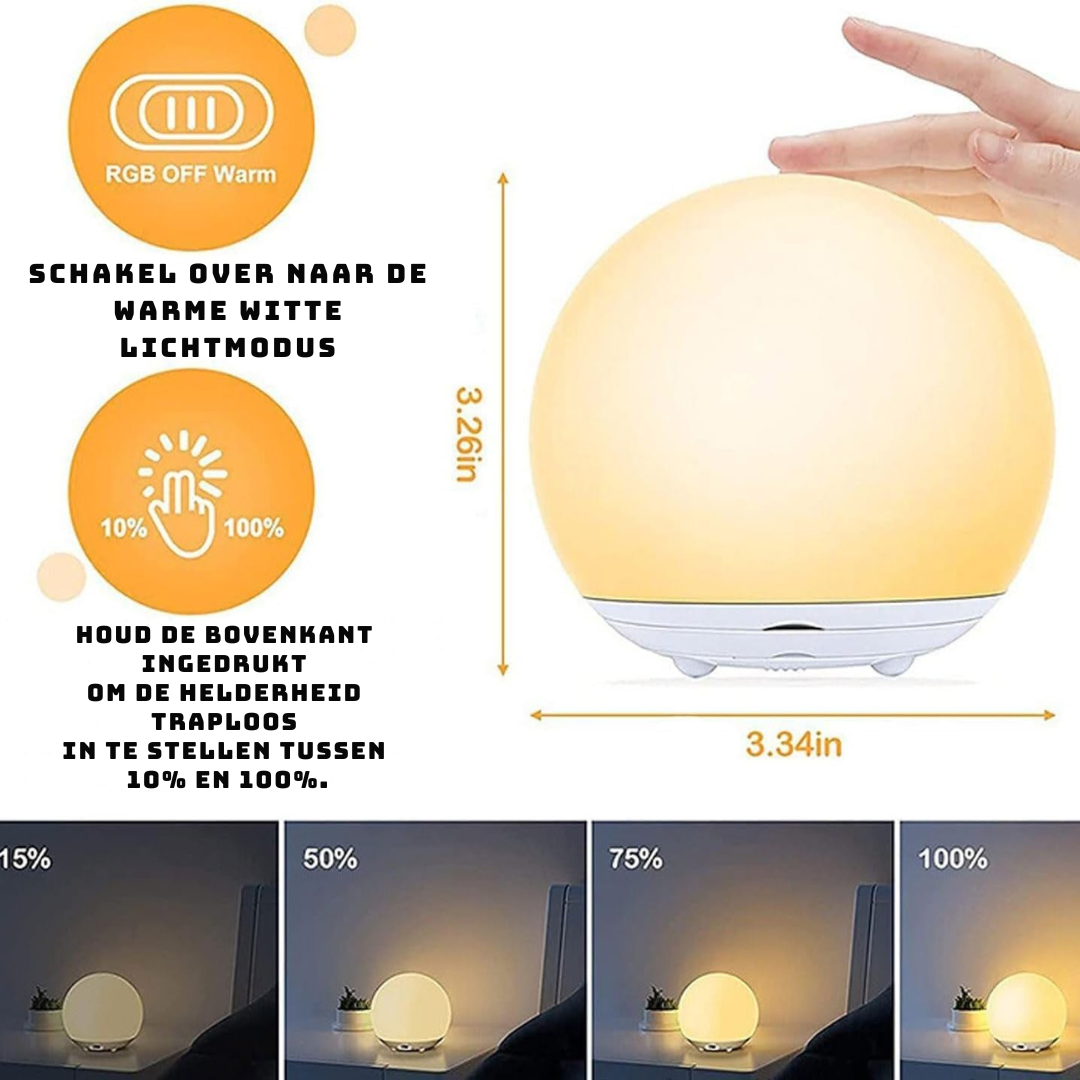 Borstvoedings Nachtlampje – BPA-vrije Siliconen Aanraaklamp met Oogvriendelijke Dimmer – Draadloos & Oplaadbaar