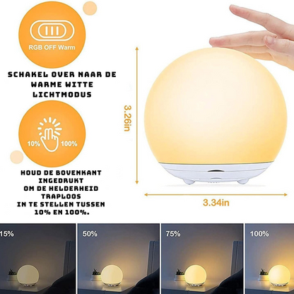 Borstvoedings Nachtlampje – BPA-vrije Siliconen Aanraaklamp met Oogvriendelijke Dimmer – Draadloos & Oplaadbaar