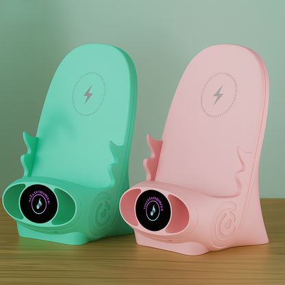 Slimme Mini Stoel Telefoonhouder Pro met Draadloos Opladen & Bluetooth Entertainment
