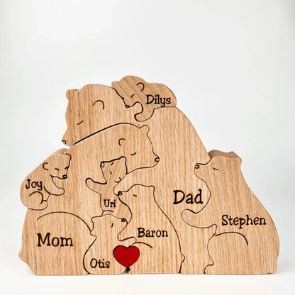 Heartwood Beren Familie – Gepersonaliseerde Houten Beeldjes | Handgemaakt & Uniek Gezinscadeau | Familieherinnering