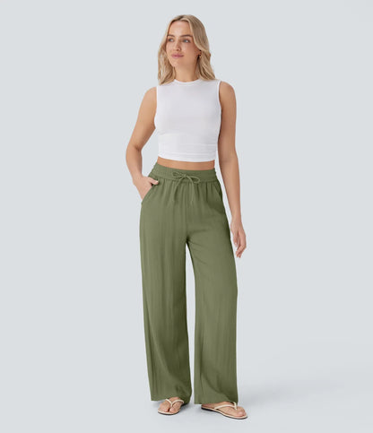 Comfortabele & Luchtige Linnen Broek met Elegante Pijpen