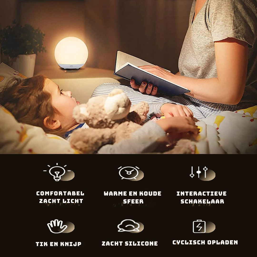 Borstvoedings Nachtlampje – BPA-vrije Siliconen Aanraaklamp met Oogvriendelijke Dimmer – Draadloos & Oplaadbaar