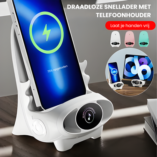 Slimme Mini Stoel Telefoonhouder Pro met Draadloos Opladen & Bluetooth Entertainment