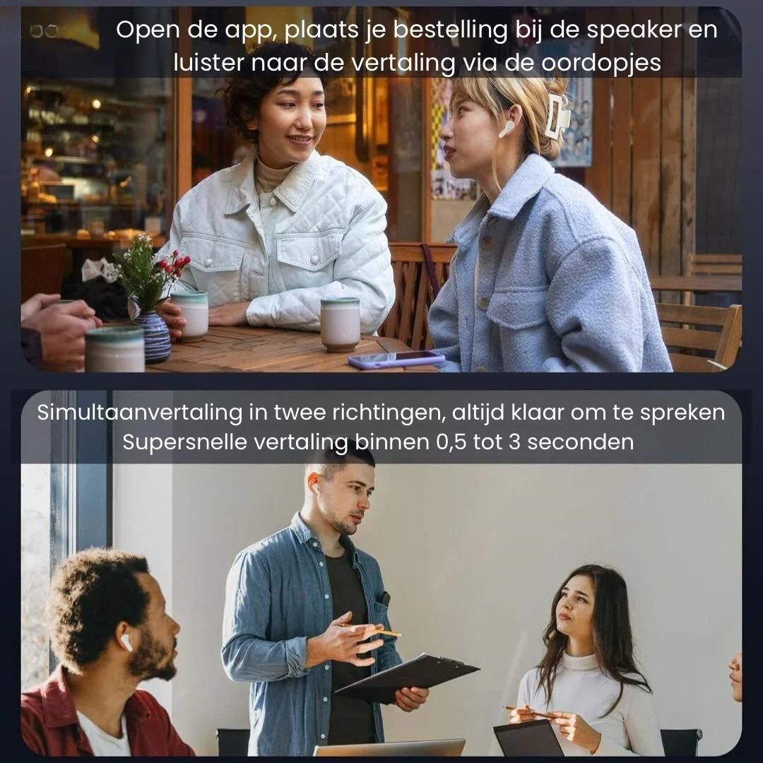 AI-oordopjes met Directe Spraakvertaling in 100+ Talen