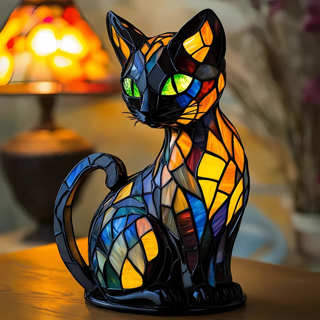 Lichtbeestje handgemaakte lichtgevende kattenlamp die harten laat stralen