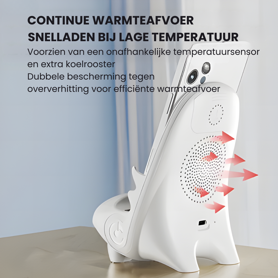 Slimme Mini Stoel Telefoonhouder Pro met Draadloos Opladen & Bluetooth Entertainment