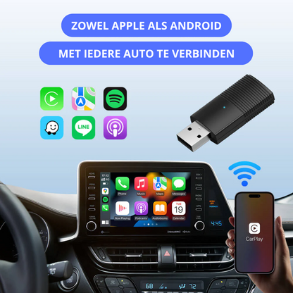 Apple/Android Carplay | Ervaar draadloos Carplay in je auto | Directe verbinding met BT