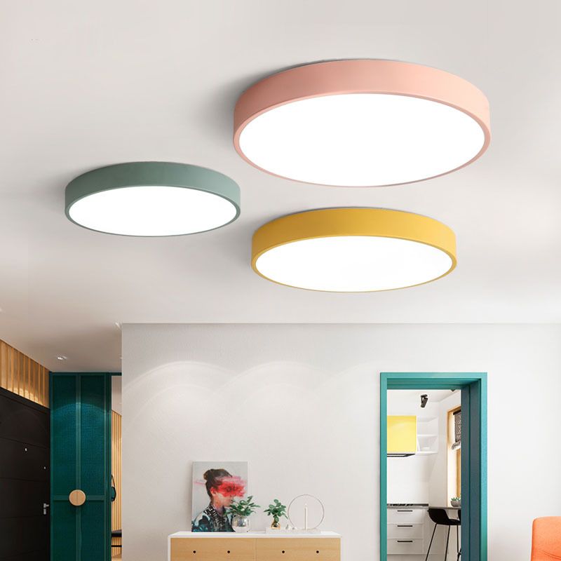 Moderne LED plafondlamp rond - roze/grijs - metaal - Ø40cm - energiezuinig
