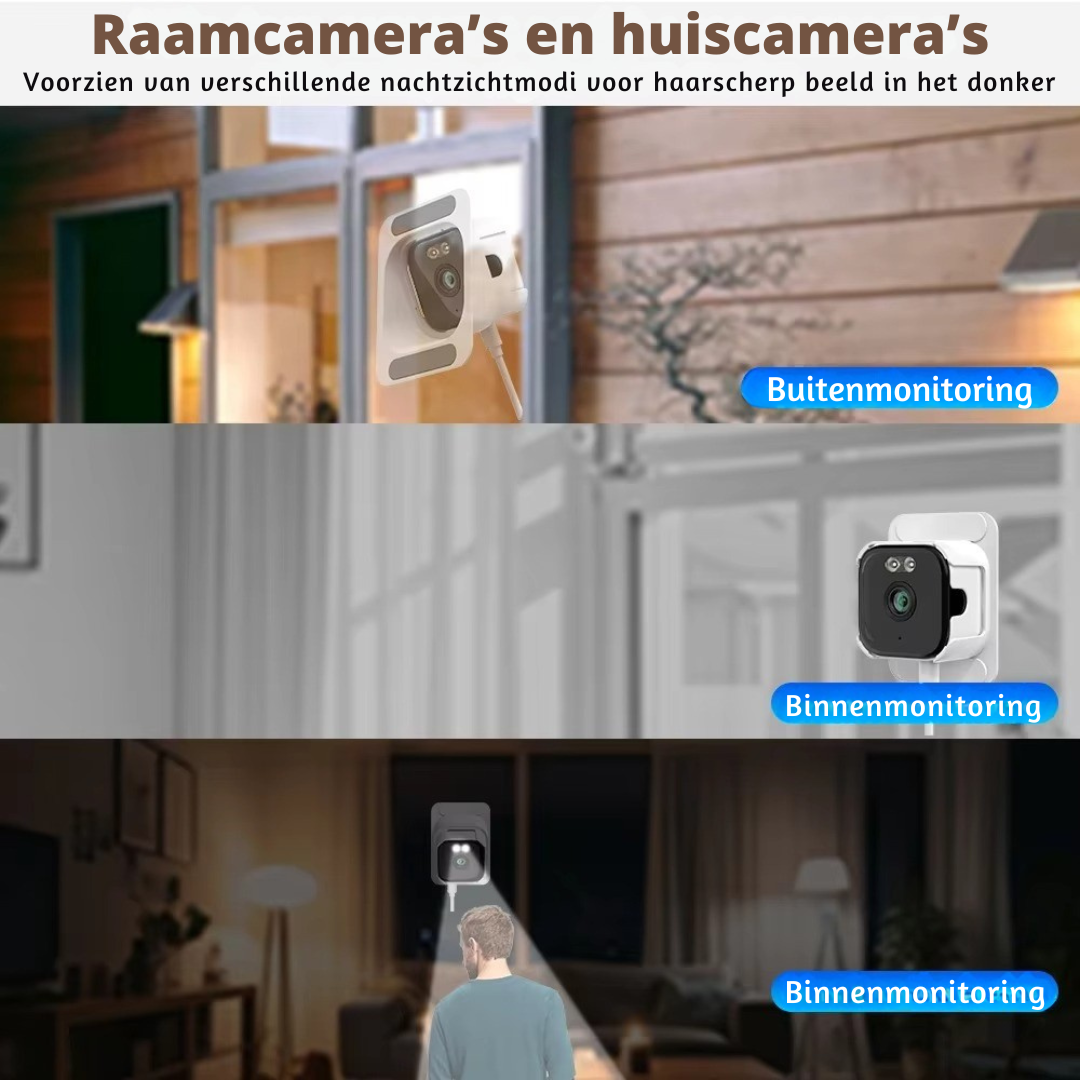Slimme Beveiligingscamera voor Raam | Nachtzicht & Bewegingsdetectie