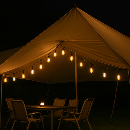 CampGlow VintageLights – Solar LED Lichterkette Outdoor wasserdicht