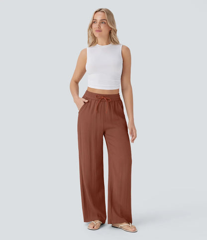 Comfortabele & Luchtige Linnen Broek met Elegante Pijpen