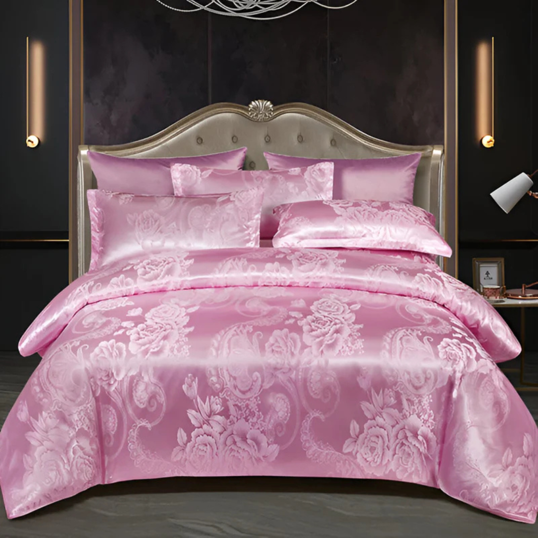 SatinBlossom – Luxe Satijnen Dekbedovertrek met Bloemenprint – Elegant & Comfortabel Beddengoed