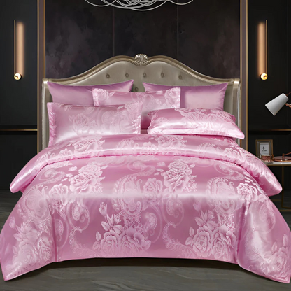 SatinBlossom – Luxe Satijnen Dekbedovertrek met Bloemenprint – Elegant & Comfortabel Beddengoed