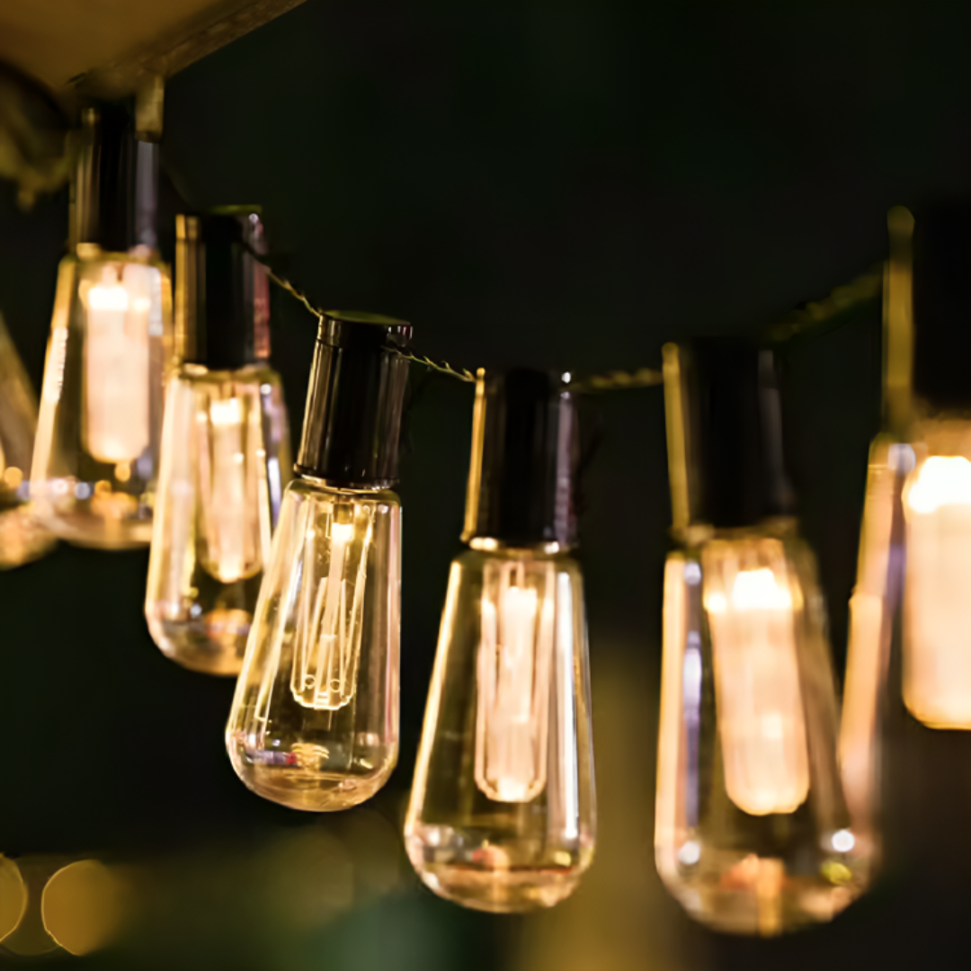 CampGlow VintageLights – Solar LED Lichterkette Outdoor wasserdicht