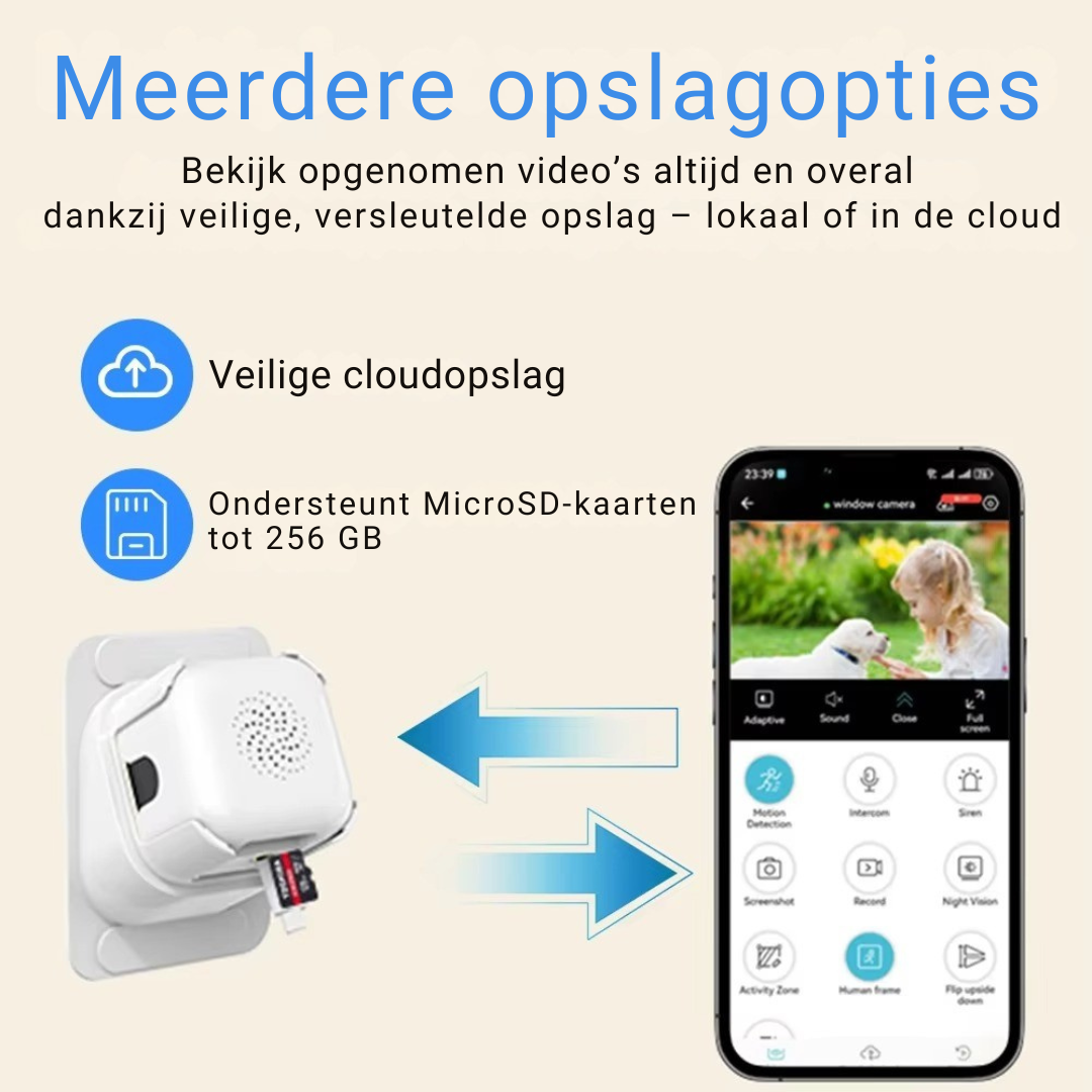 Slimme Beveiligingscamera voor Raam | Nachtzicht & Bewegingsdetectie