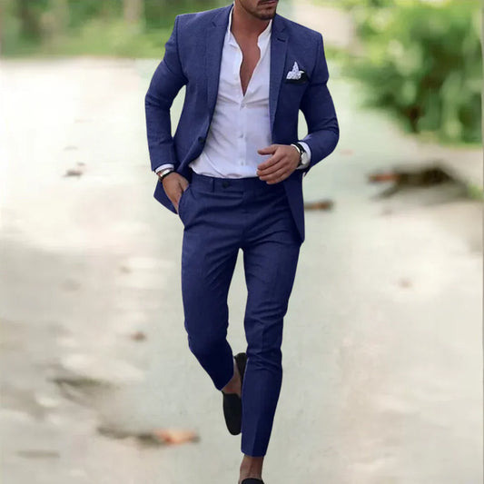 Heren Slim Fit Pak - Modern Design - Ademend & Comfortabel - Blauw