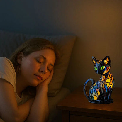 Lichtbeestje handgemaakte lichtgevende kattenlamp die harten laat stralen