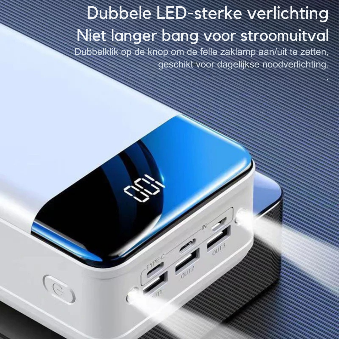 100.000mAh Ultra-Hoge Capaciteit Power Bank – Super Snelle Oplading voor Telefoons, Tablets & Laptops