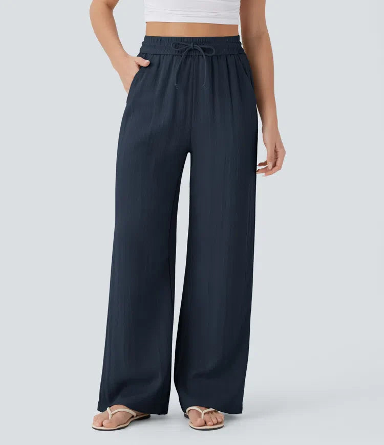 Comfortabele & Luchtige Linnen Broek met Elegante Pijpen