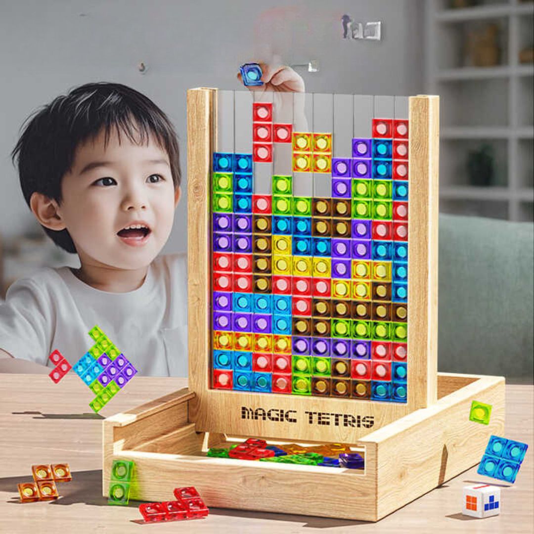 Ecoblock Tetris Board - Houten puzzels voor kinderen en volwassenen - duurzame hersentraining leuk