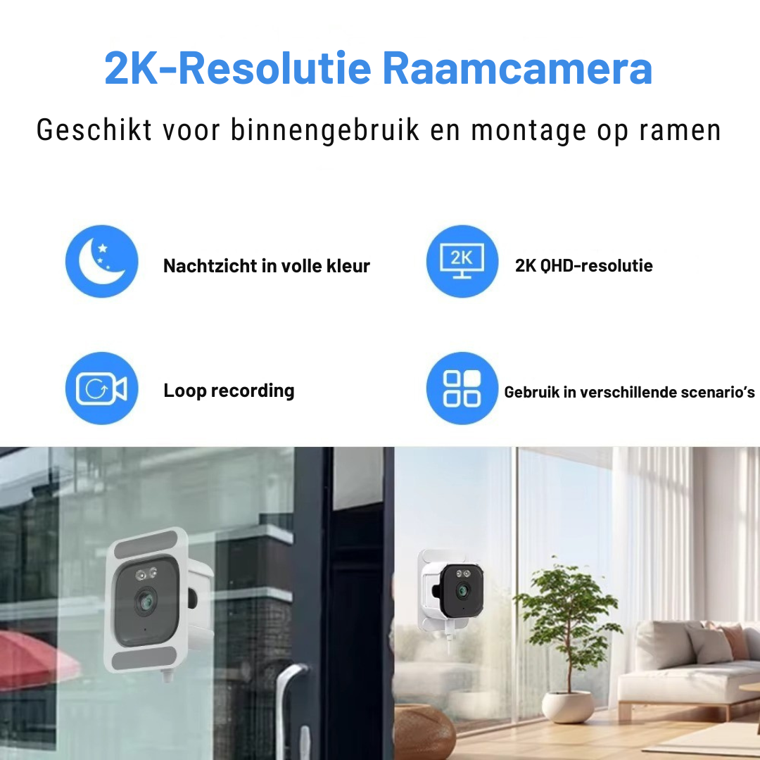 Slimme Beveiligingscamera voor Raam | Nachtzicht & Bewegingsdetectie