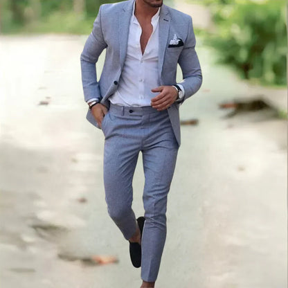 Heren Slim Fit Pak - Modern Design - Ademend & Comfortabel - Blauw