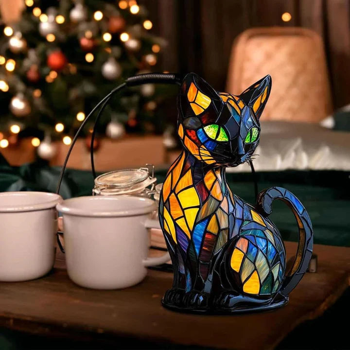 Lichtbeestje handgemaakte lichtgevende kattenlamp die harten laat stralen