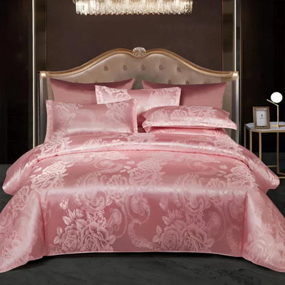 SatinBlossom – Luxe Satijnen Dekbedovertrek met Bloemenprint – Elegant & Comfortabel Beddengoed