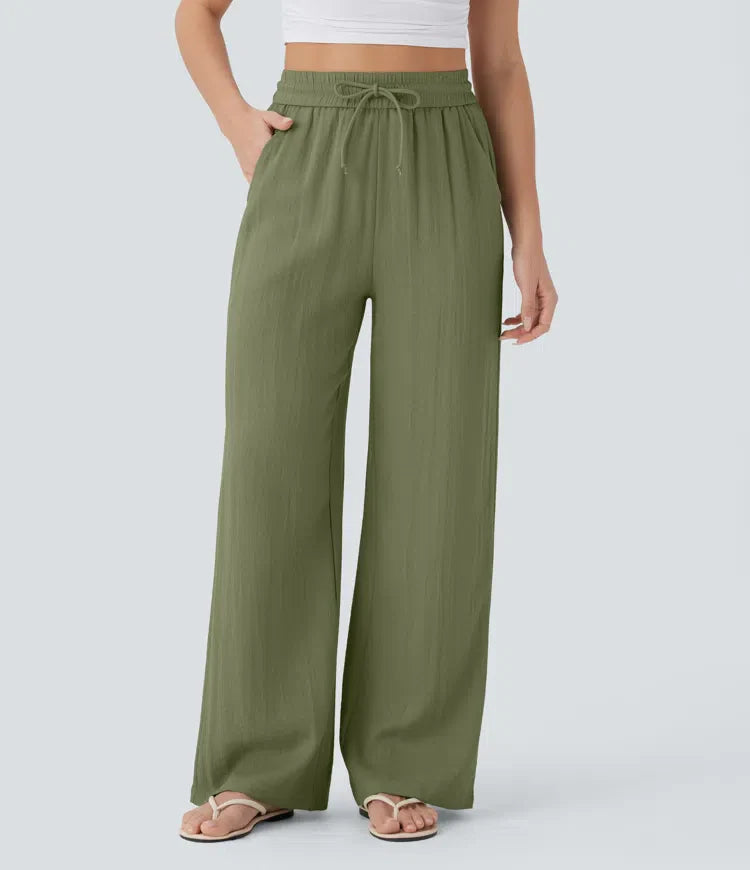 Comfortabele & Luchtige Linnen Broek met Elegante Pijpen