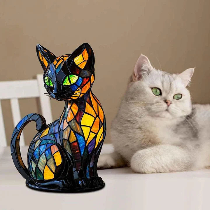 Lichtbeestje handgemaakte lichtgevende kattenlamp die harten laat stralen