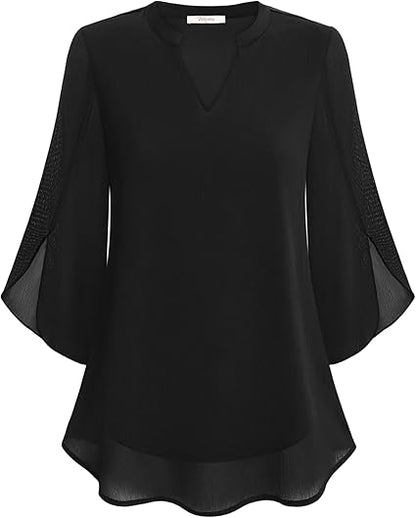 Anja - Chiffon A-lijn blouse