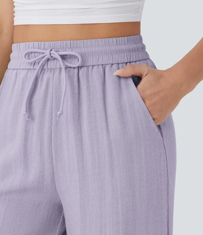 Comfortabele & Luchtige Linnen Broek met Elegante Pijpen