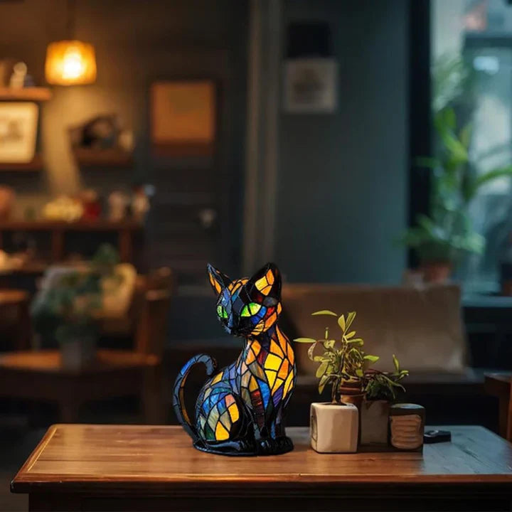 Lichtbeestje handgemaakte lichtgevende kattenlamp die harten laat stralen