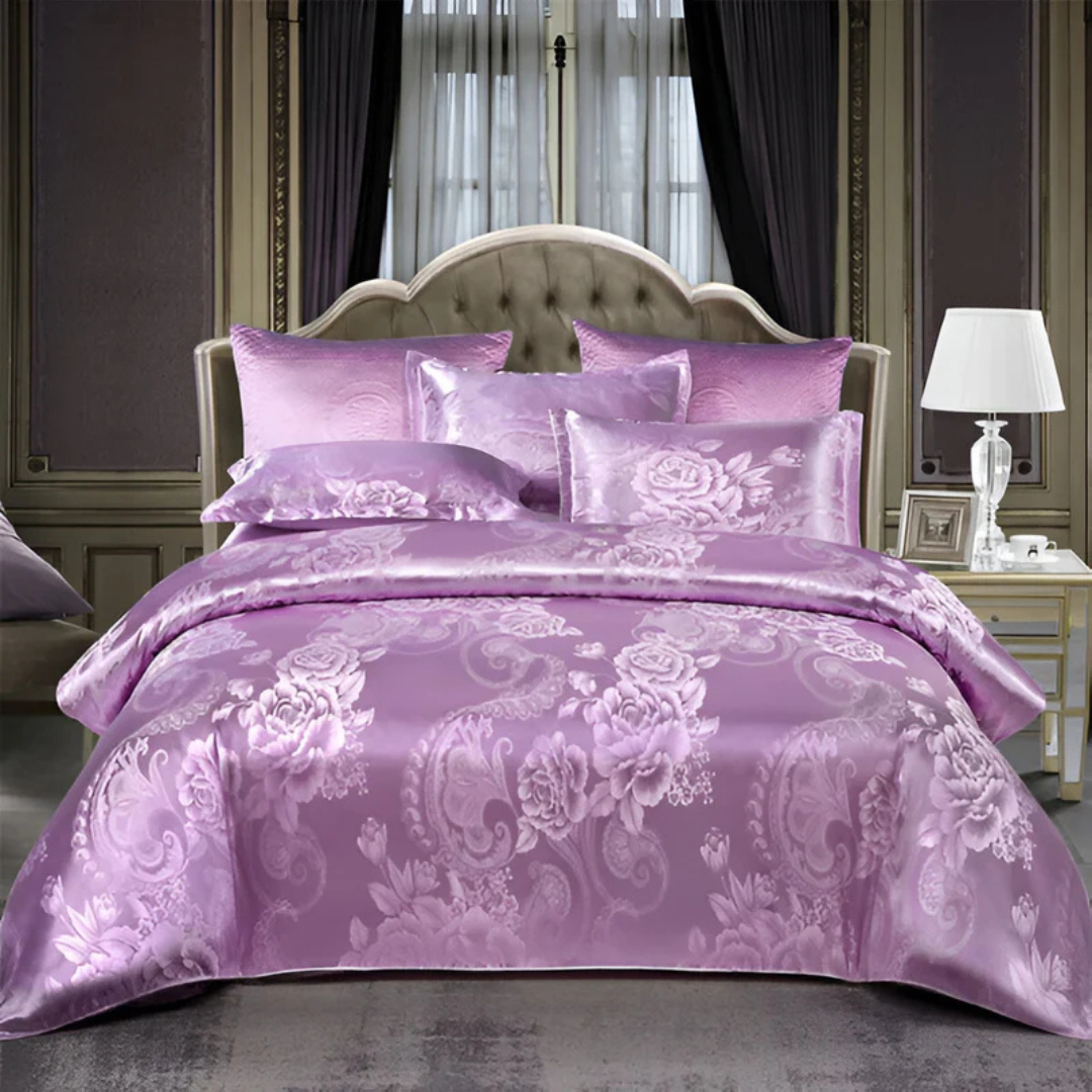 SatinBlossom – Luxe Satijnen Dekbedovertrek met Bloemenprint – Elegant & Comfortabel Beddengoed